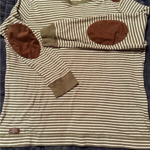 Ralph Lauren Brown and Cream Striped Long Sleeve Tee